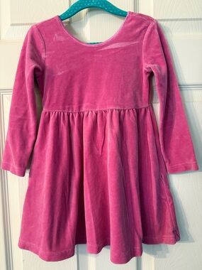 Hanna Andersson Girls' Pink Velvet Long-Sleeve Dress